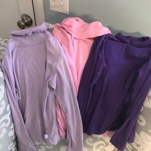 3 turtlenecks lilac, pink and purple girl’s sz 6